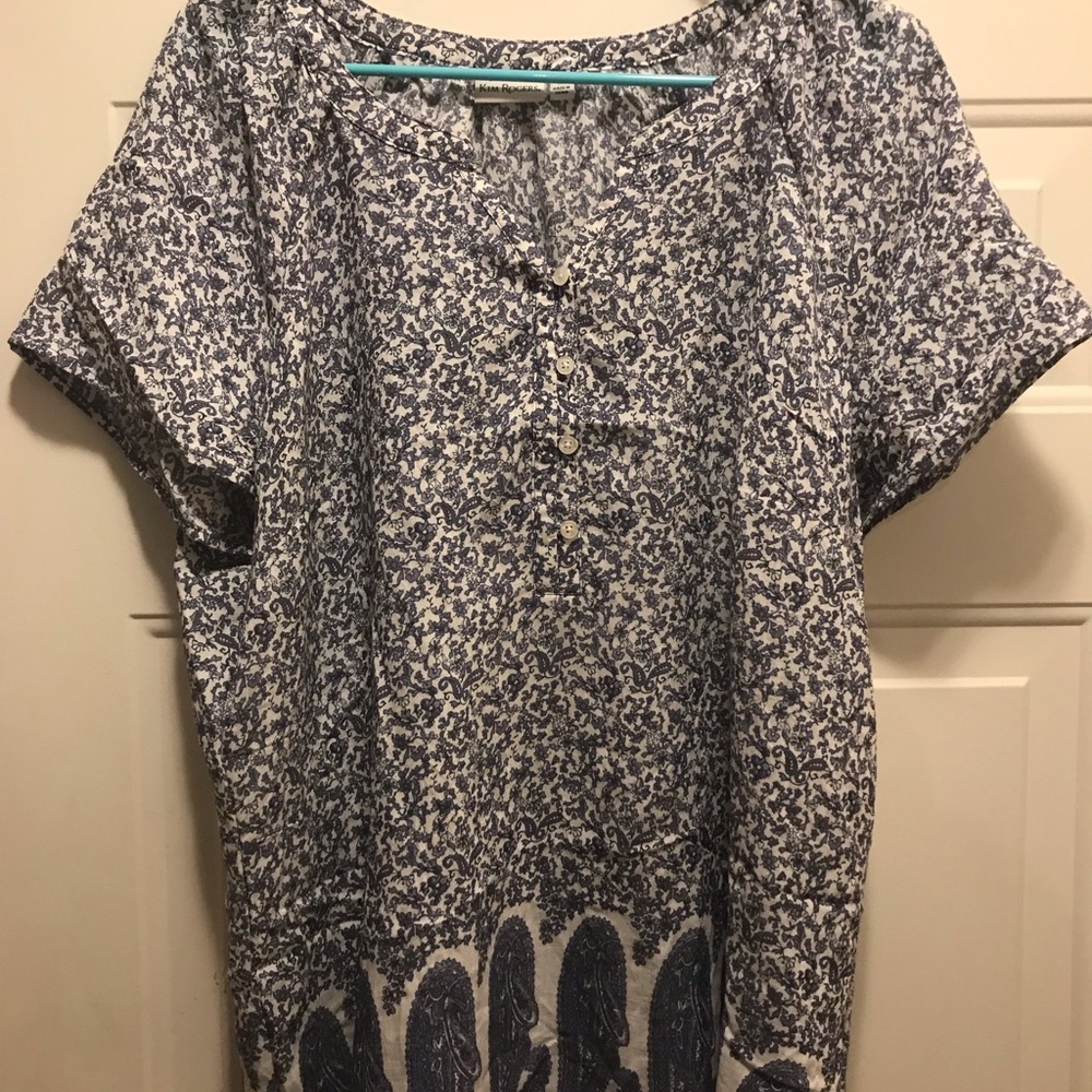 Blue and white blouse